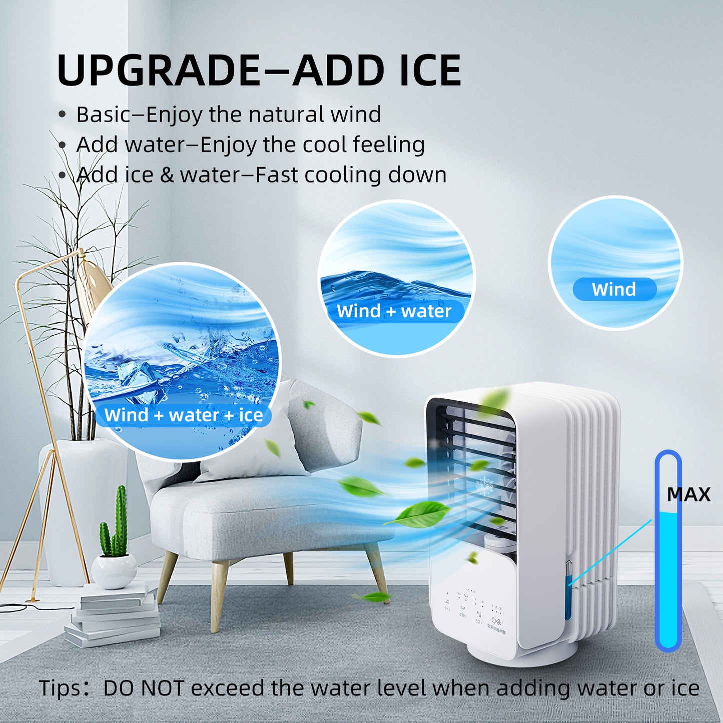 ALROCKET Portable Air Cooler , Personal Mini Evaporative Cooler Air Conditioner Fan for Home, Office, Room . White