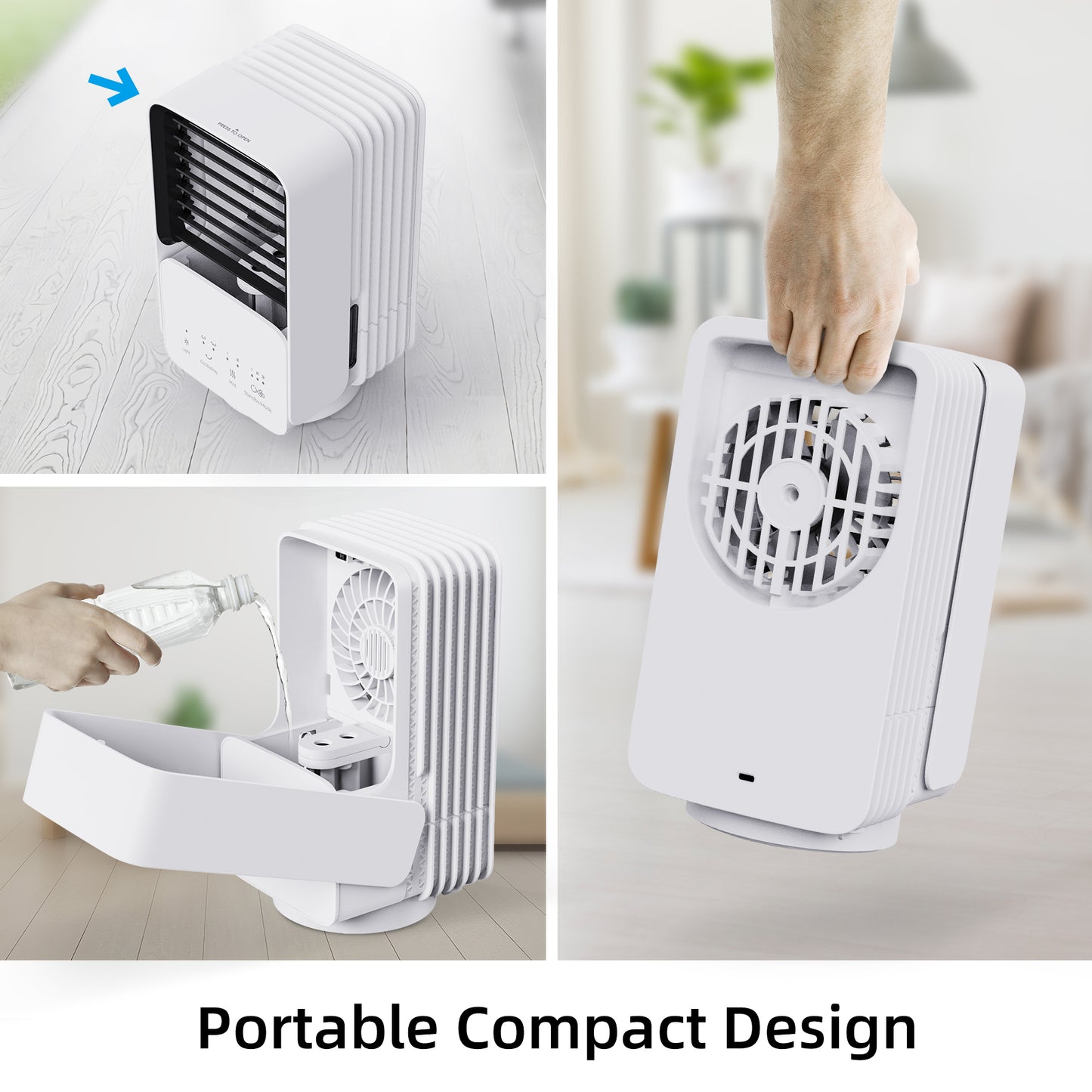 ALROCKET Portable Air Cooler , Personal Mini Evaporative Cooler Air Conditioner Fan for Home, Office, Room . White