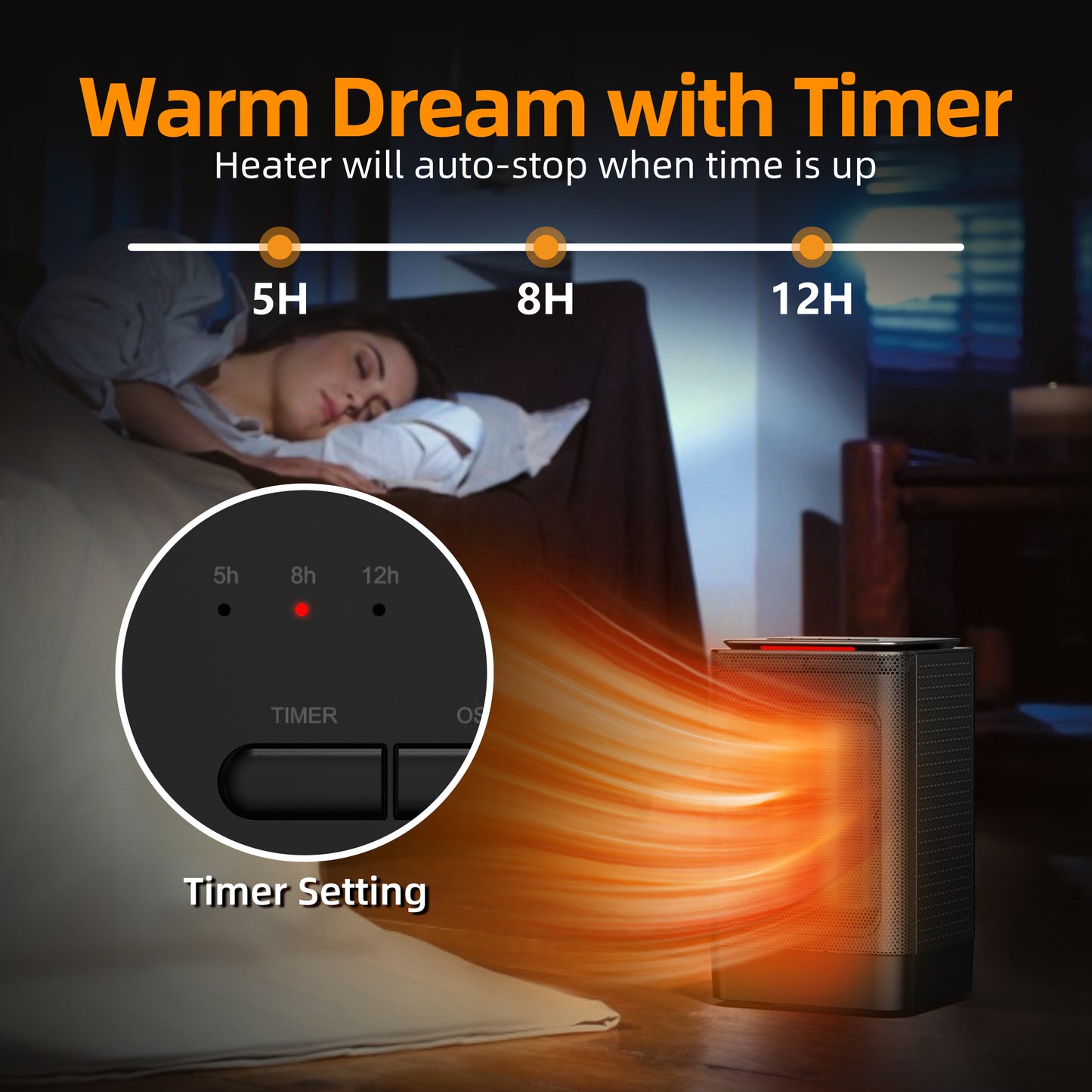 Alrocket Space Heater, 1500W Electric PTC Ceramic Heater Fast Heating with Oscillation & Overheat Tip-over Protection