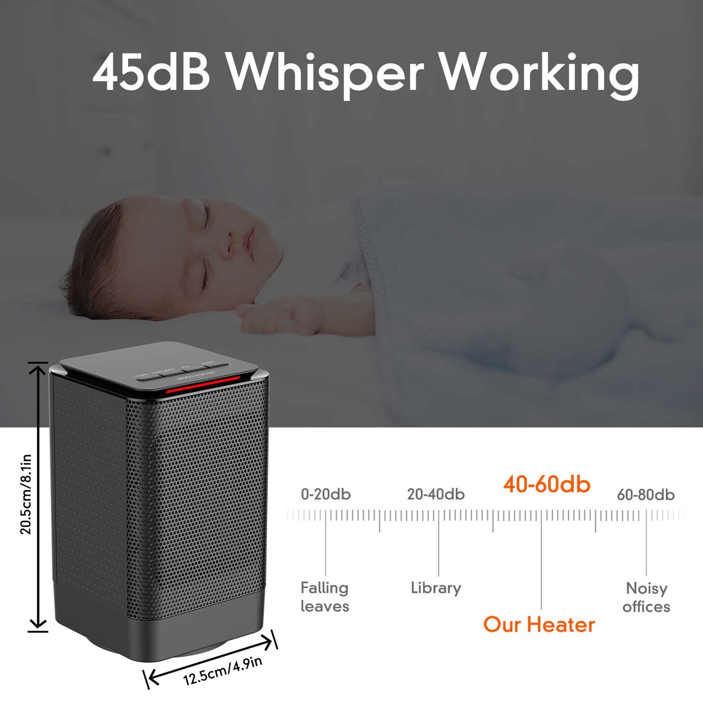 ALRCOKET 950W Portable Geramic Heater with 45° Oscillation Compact Heater
