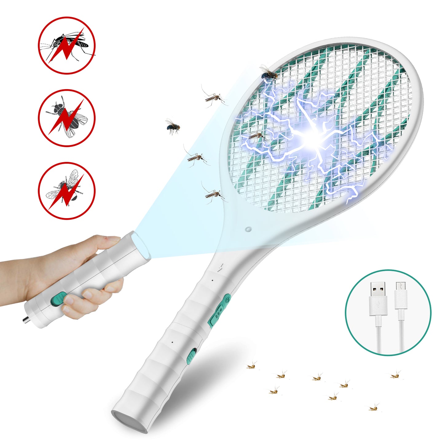 ALROCKET Intelabe Bug Zapper, Mosquito Killer USB Rechargeable Electric Fly Swatter for Home, Outdoor